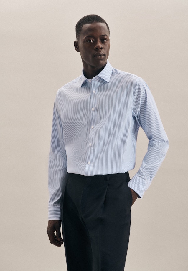 Regular Chemise performance A Rayures in Bleu Clair |  Seidensticker Onlineshop