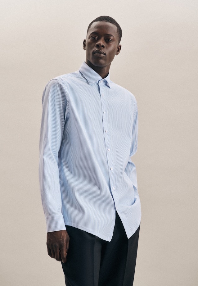 Regular Performancehemd Streifen in Hellblau |  Seidensticker Onlineshop