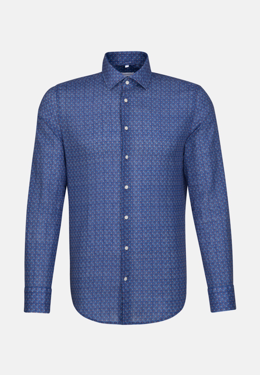 Leinenhemd in Slim mit Kentkragen in Mittelblau |  Seidensticker Onlineshop