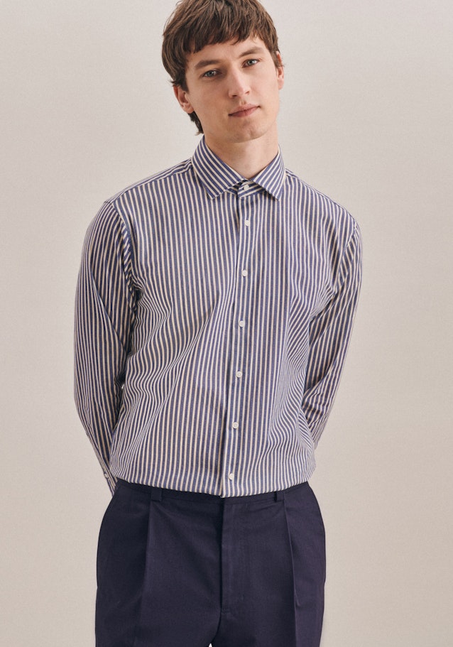 Regular Chemise en lin Imprimé in Bleu Moyen | Seidensticker Onlineshop