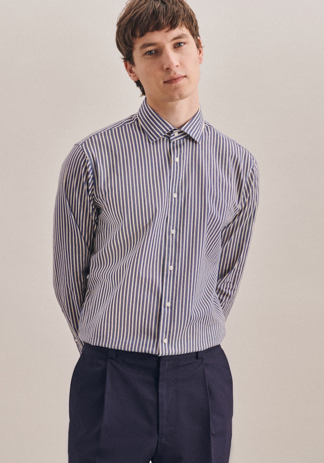 Linen shirt in Regular with Kent-Collar in Medium Blue |  Seidensticker Onlineshop