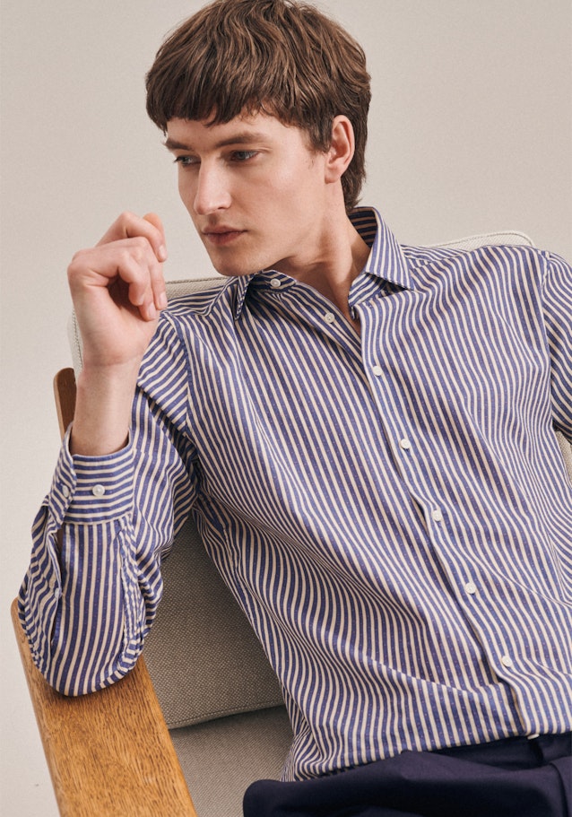 Regular Chemise en lin Imprimé in Bleu Moyen | Seidensticker Onlineshop
