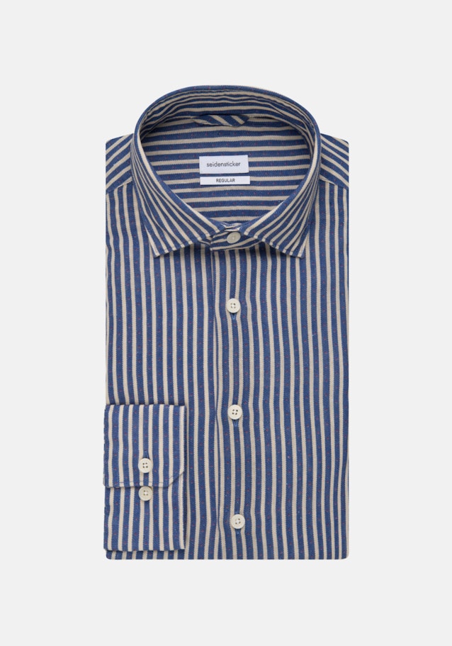 Chemise en lin Regular Lin Col Kent in Bleu Moyen |  Seidensticker Onlineshop