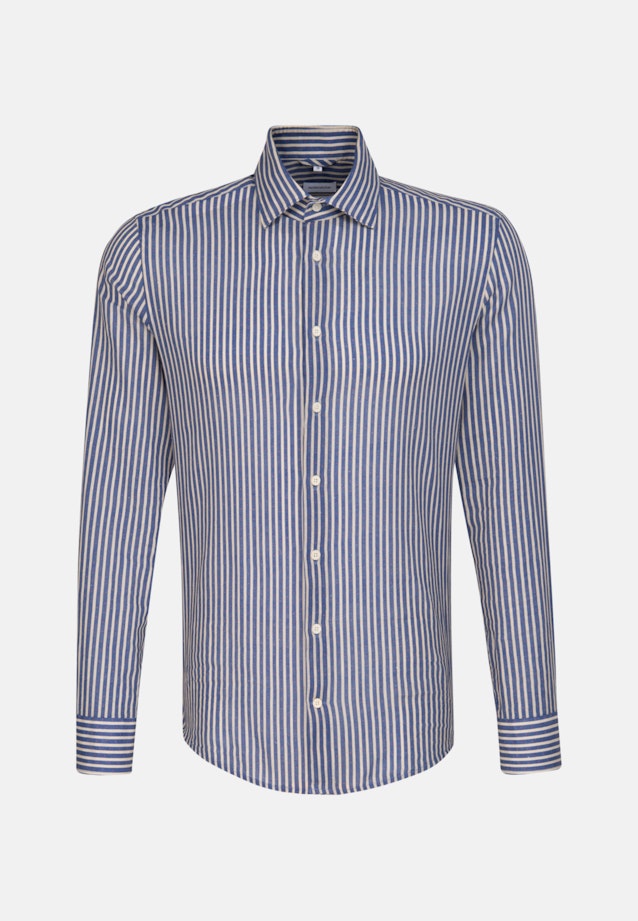 Chemise en lin Regular Lin Col Kent in Bleu Moyen |  Seidensticker Onlineshop