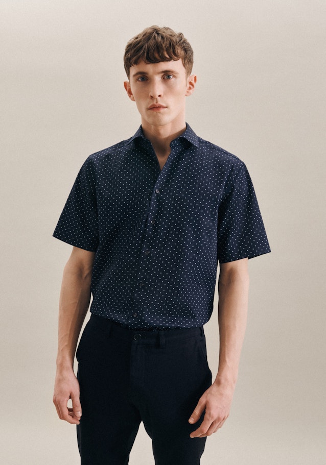 Twill Short sleeve Business Shirt in Regular with Kent-Collar in Dark Blue |  Seidensticker Onlineshop