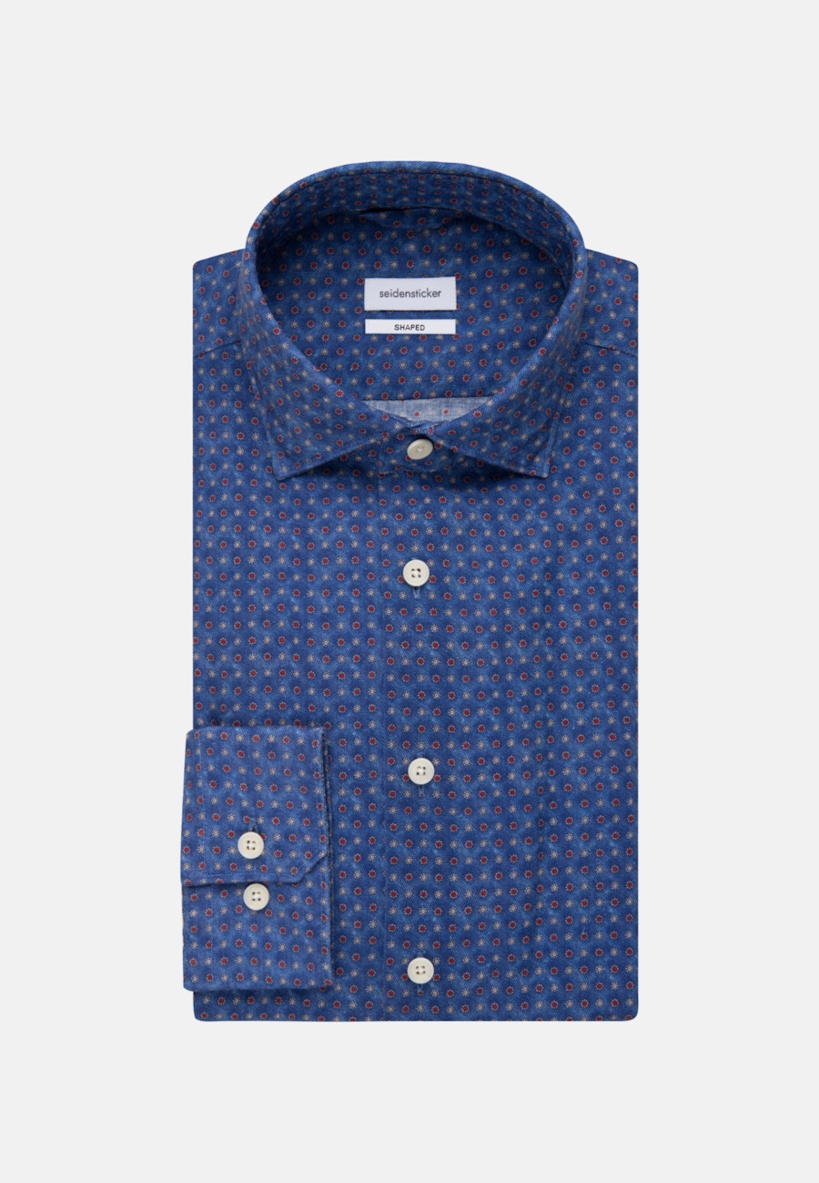 Leinenhemd in Shaped mit Kentkragen in Mittelblau |  Seidensticker Onlineshop