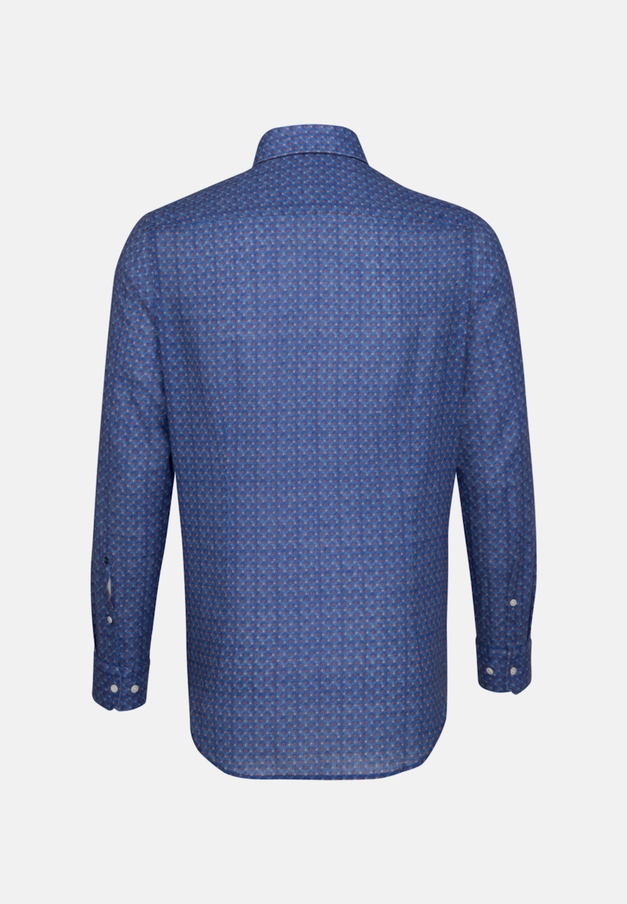 Leinenhemd in Shaped mit Kentkragen in Mittelblau |  Seidensticker Onlineshop