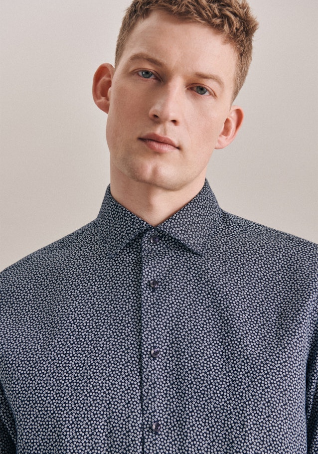 Linen shirt in Shaped with Kent-Collar in Dark Blue |  Seidensticker Onlineshop