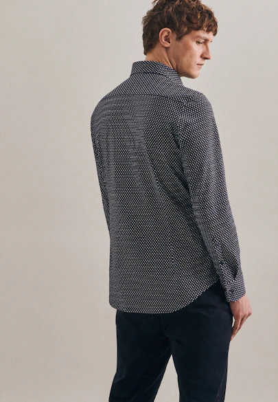 Slim Jerseyhemd Druck in Dunkelblau |  Seidensticker Onlineshop