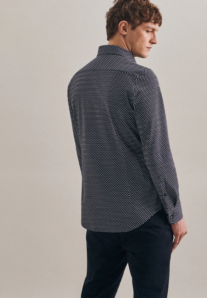 Slim Jerseyhemd Druck in Dunkelblau | Seidensticker Onlineshop