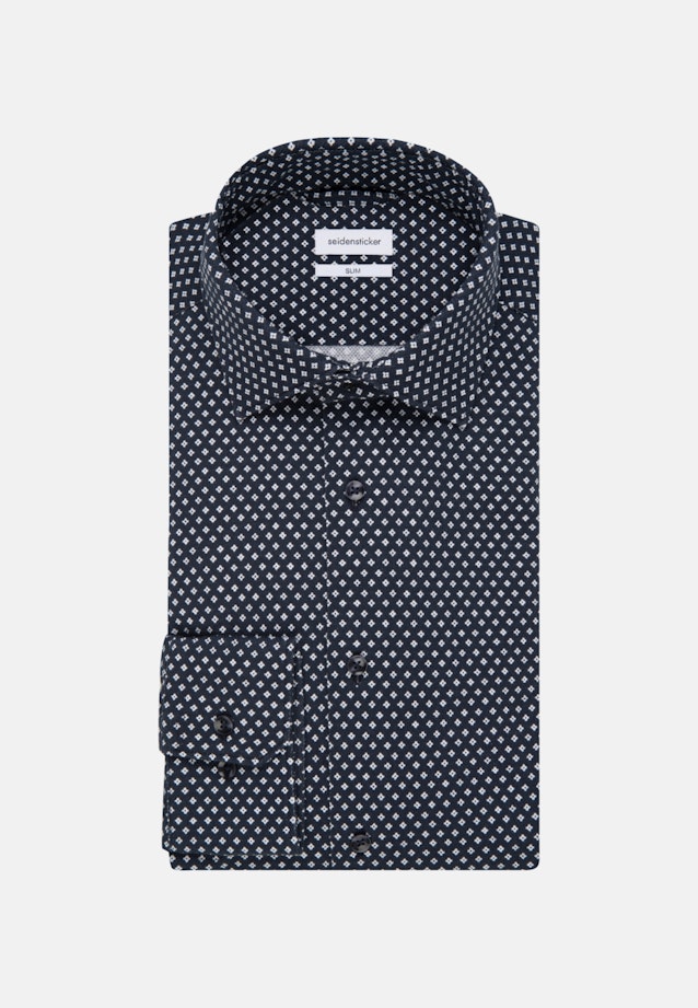 Slim Jerseyhemd Druck in Dunkelblau |  Seidensticker Onlineshop