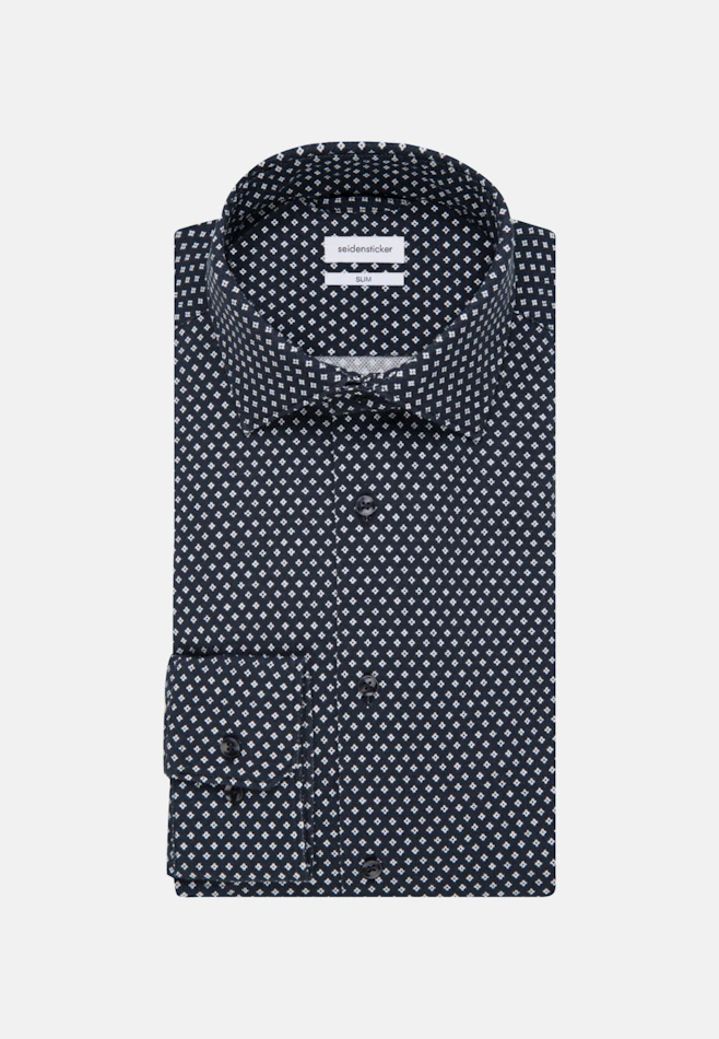 Slim Jersey shirt Print in Dark Blue | Seidensticker online shop