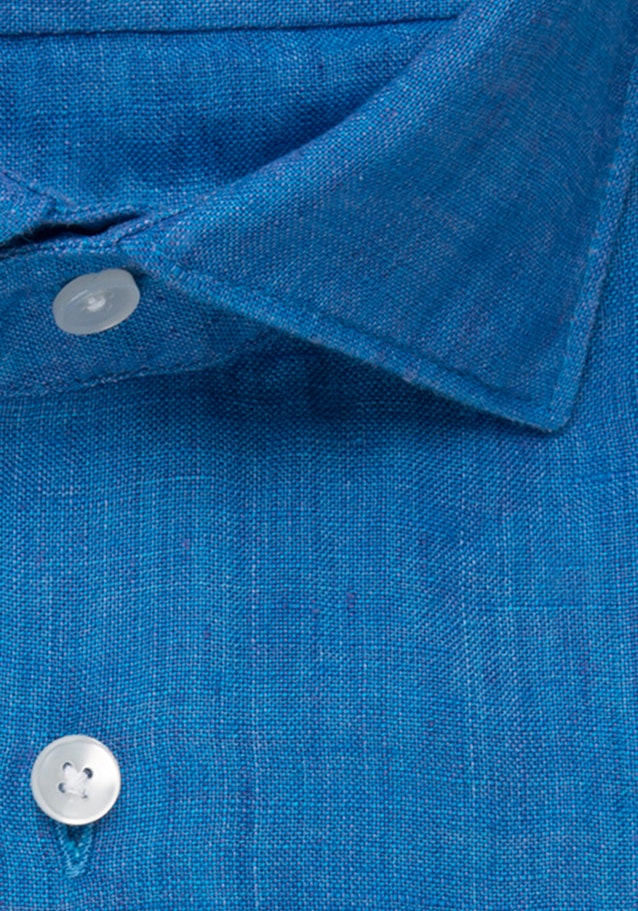 Linen shirt in Regular with Kent-Collar in Turquoise |  Seidensticker Onlineshop