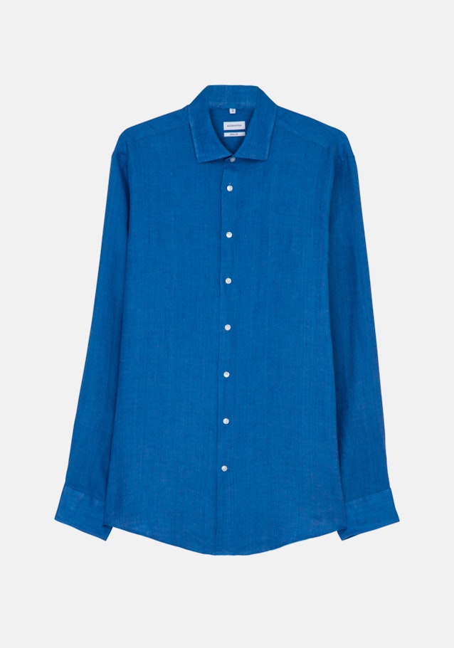 Linen shirt in Regular with Kent-Collar in Turquoise |  Seidensticker Onlineshop