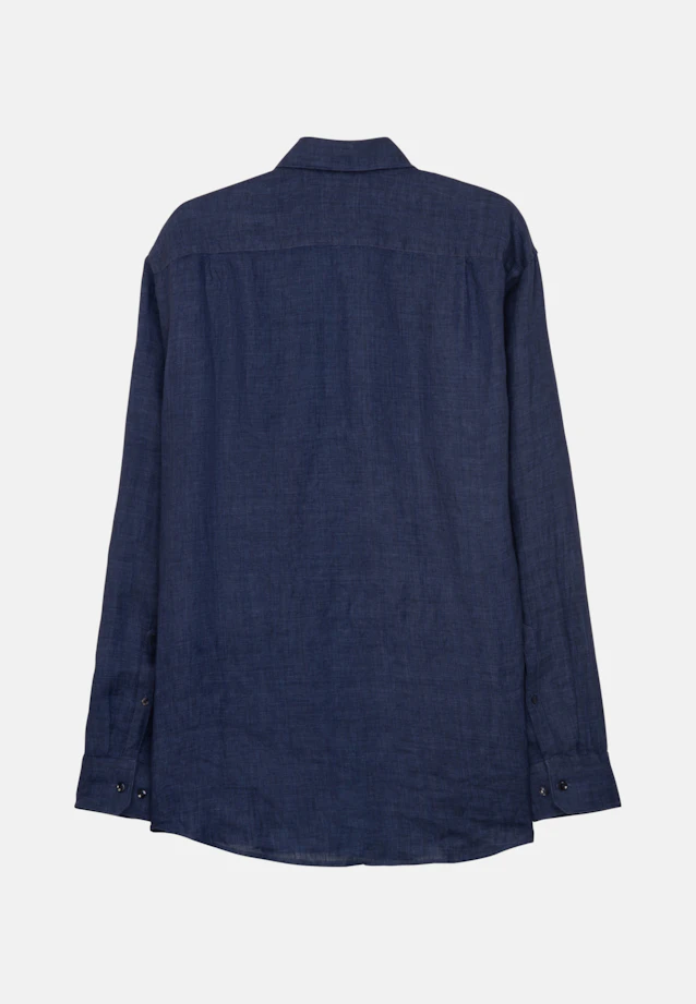 Regular Linen shirt Plain in Dark Blue |  Seidensticker Onlineshop
