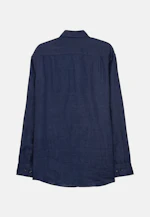 Regular Linen shirt Plain in Dark Blue |  Seidensticker Onlineshop