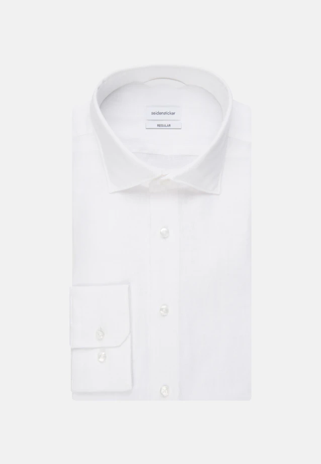 Regular Linen shirt Plain in White |  Seidensticker Onlineshop