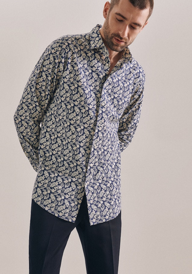 Regular Linen shirt Print in Brown | Seidensticker Onlineshop