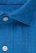 Regular Linen shirt Plain in Turquoise |  Seidensticker Onlineshop
