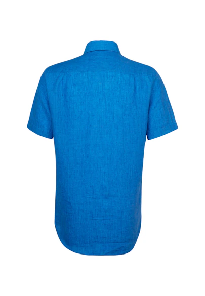 Regular Linen shirt Plain in Turquoise |  Seidensticker Onlineshop