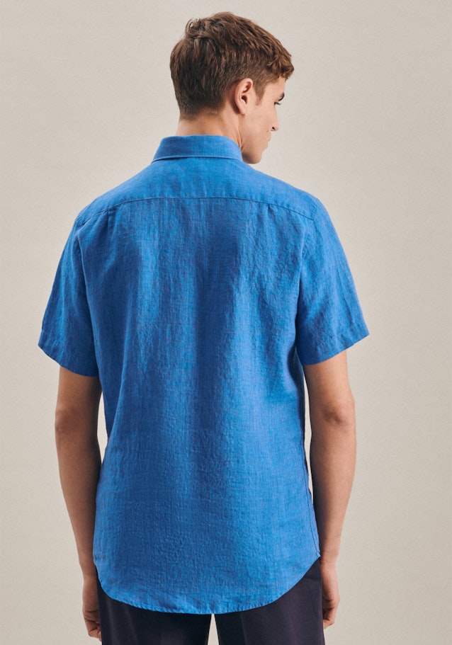 Linnen Korte mouwen Linnen hemd in Regular with Kentkraag in Turquoise/Petrol |  Seidensticker Onlineshop