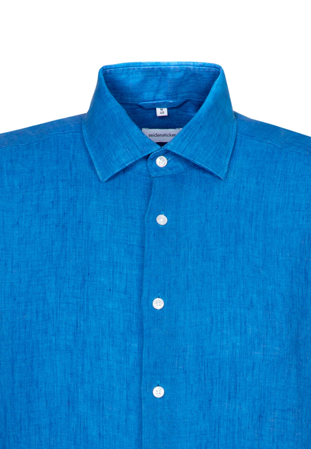 Regular Linen shirt Plain in Turquoise |  Seidensticker Onlineshop