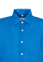 Regular Linen shirt Plain in Turquoise |  Seidensticker Onlineshop