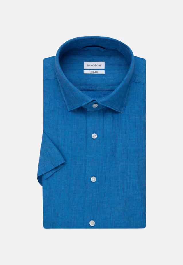 Regular Linen shirt Plain in Turquoise |  Seidensticker Onlineshop