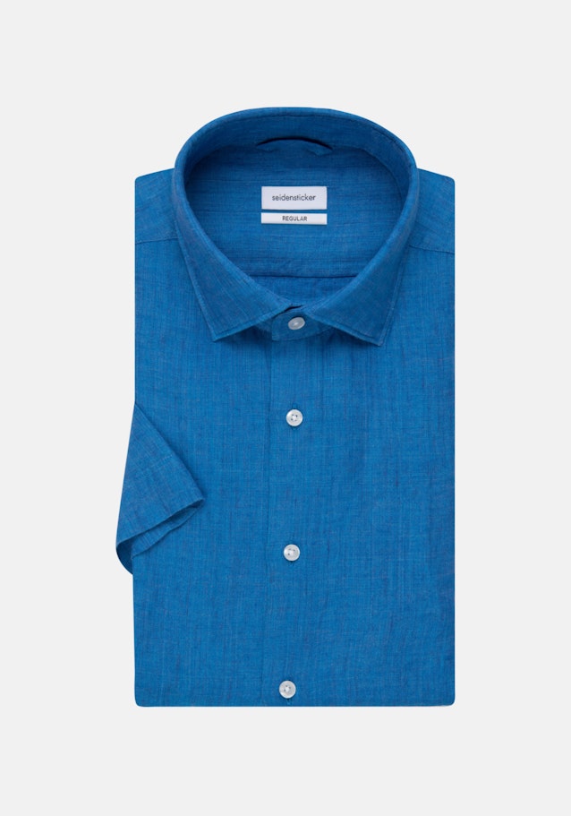 Linnen Korte mouwen Linnen hemd in Regular with Kentkraag in Turquoise/Petrol |  Seidensticker Onlineshop