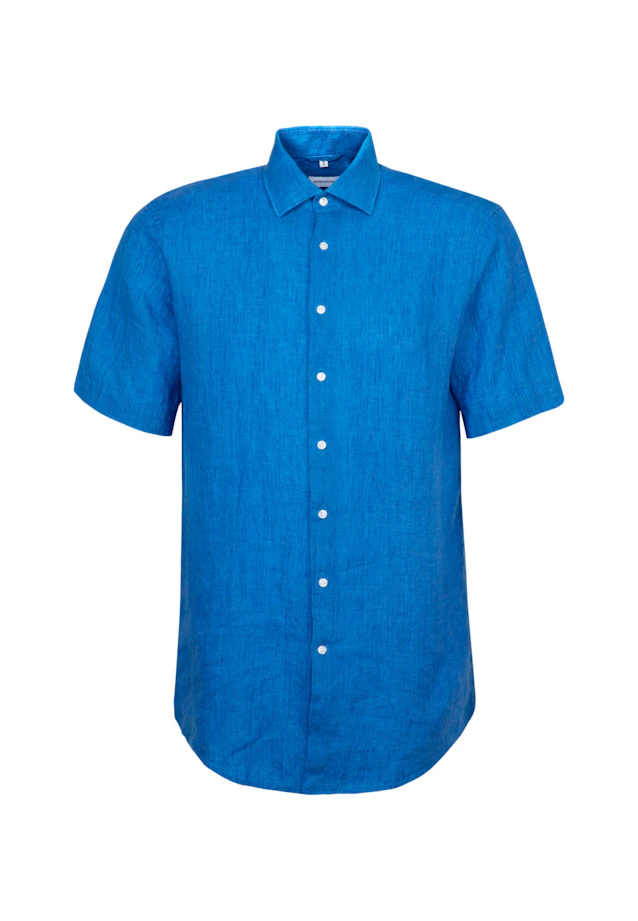 Regular Linen shirt Plain in Turquoise |  Seidensticker Onlineshop