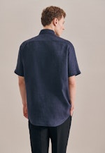 Regular Chemise en lin Uni in Bleu Foncé |  Seidensticker Onlineshop