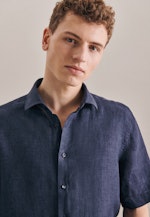 Regular Chemise en lin Uni in Bleu Foncé |  Seidensticker Onlineshop