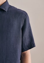 Regular Chemise en lin Uni in Bleu Foncé |  Seidensticker Onlineshop