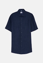 Regular Chemise en lin Uni in Bleu Foncé |  Seidensticker Onlineshop