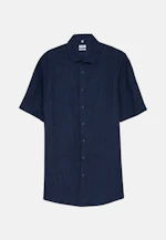 Regular Linen shirt Plain in Dark Blue |  Seidensticker Onlineshop