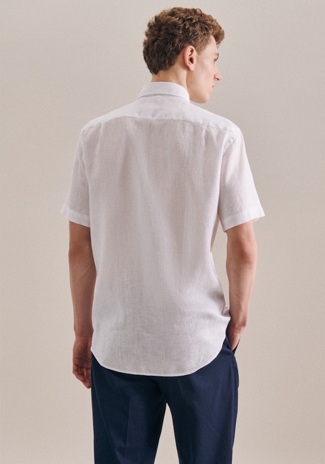 Linen Short sleeve Linen shirt in Regular with Kent-Collar in White |  Seidensticker Onlineshop