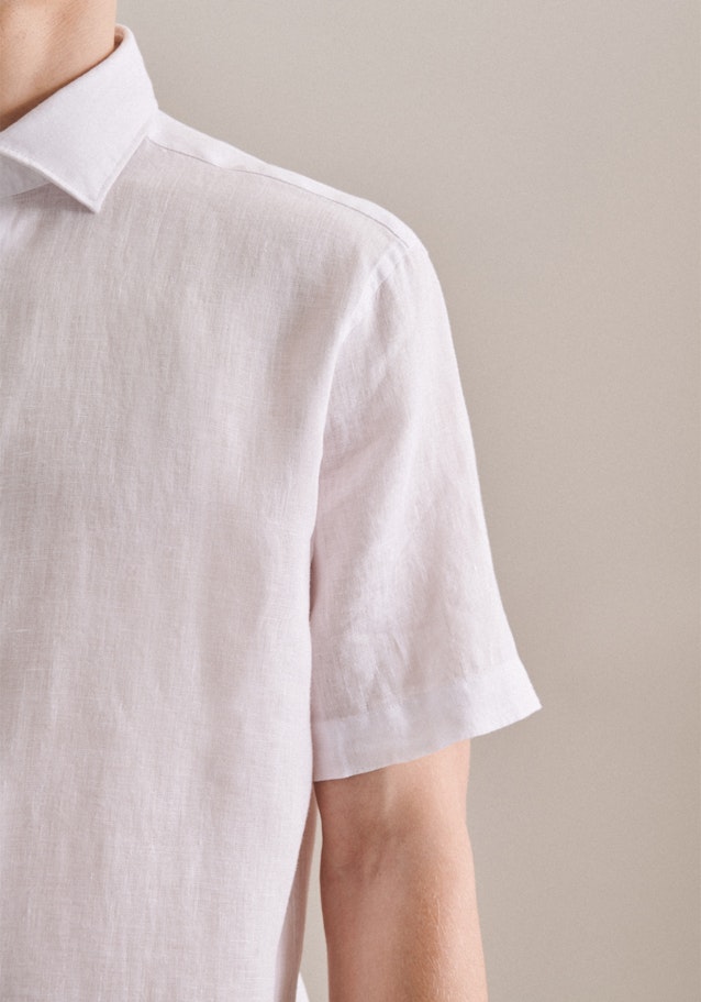 Linen Short sleeve Linen shirt in Regular with Kent-Collar in White |  Seidensticker Onlineshop