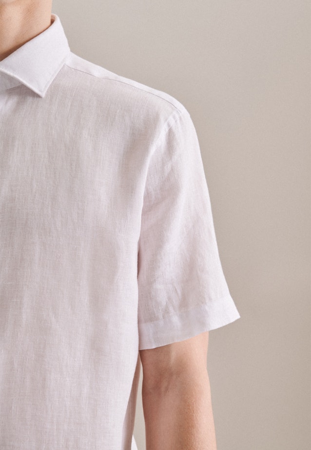 Leinen Kurzarm Leinenhemd in Regular mit Kentkragen in Weiß |  Seidensticker Onlineshop