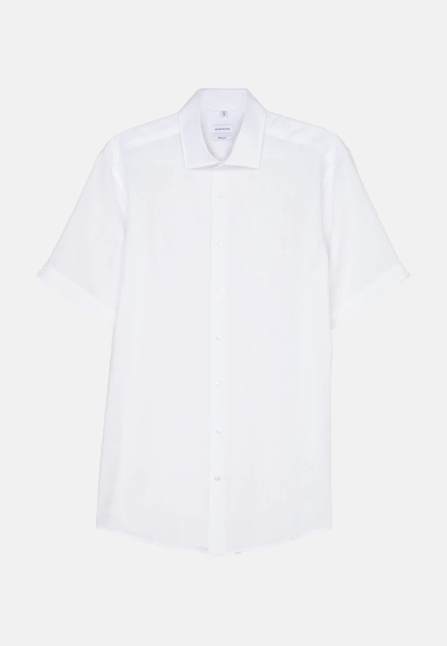 Regular Linen shirt Plain in White |  Seidensticker Onlineshop
