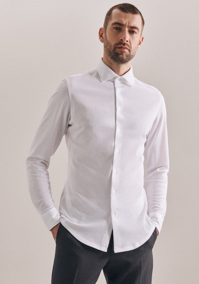 Jersey Jerseyhemd in Shaped mit Kentkragen in Weiß | Seidensticker Onlineshop