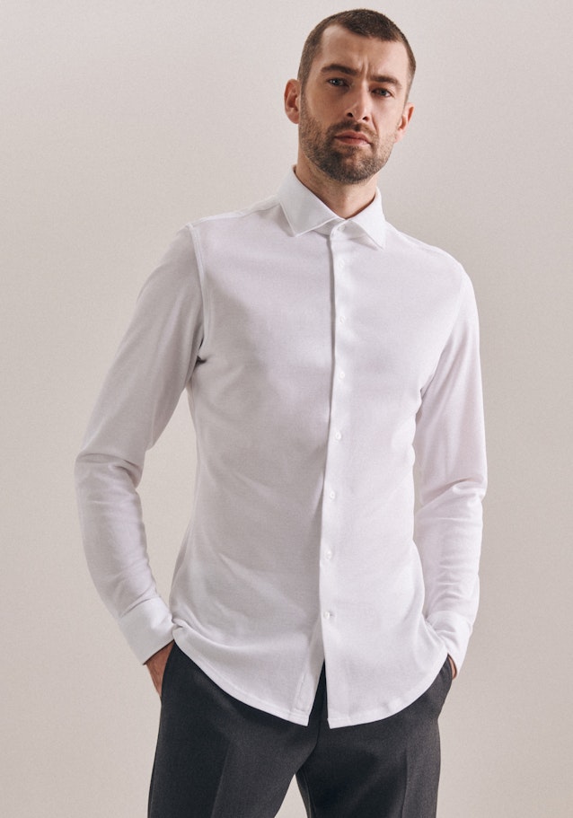 Chemise En Jersey Shaped Manche Longue Classique in Blanc | Seidensticker Onlineshop