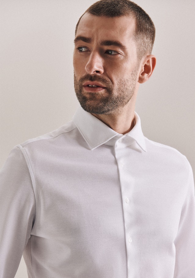 Chemise En Jersey Shaped Manche Longue Classique in Blanc |  Seidensticker Onlineshop