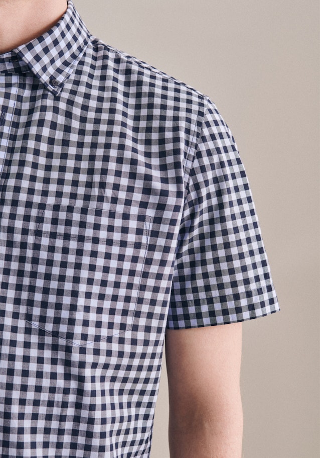 Popeline Kurzarm Business Hemd in Slim mit Button-Down-Kragen in Hellblau |  Seidensticker Onlineshop