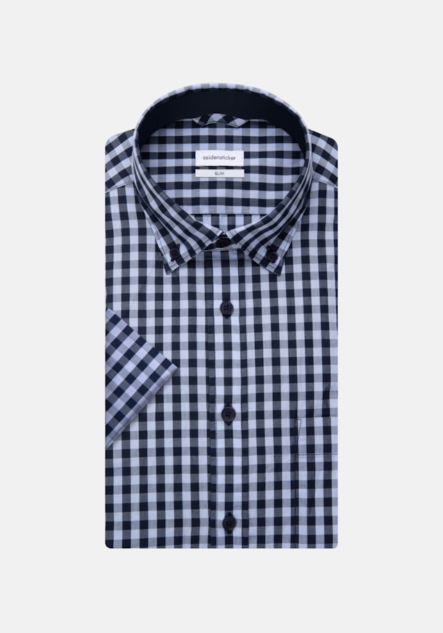 Popeline korte arm Business overhemd in Slim with Button-Down-Kraag in Lichtblauw |  Seidensticker Onlineshop