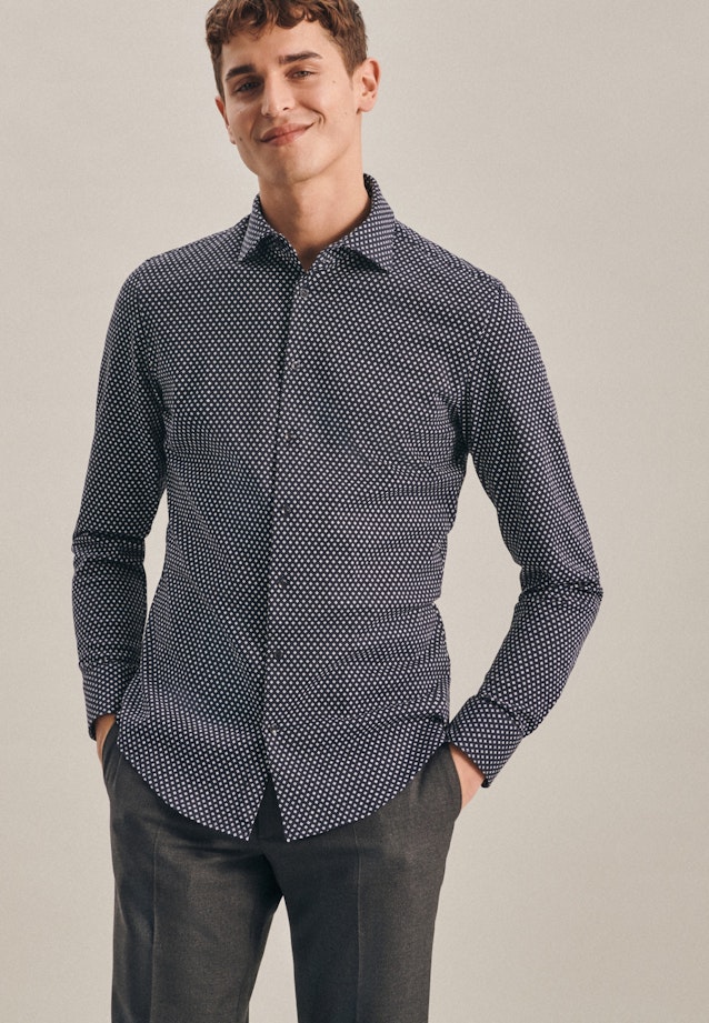 Shaped Chemise en jersey Imprimé in Bleu Foncé |  Seidensticker Onlineshop