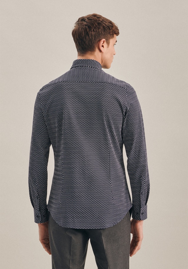 Shaped Jerseyhemd Druck in Dunkelblau | Seidensticker Onlineshop