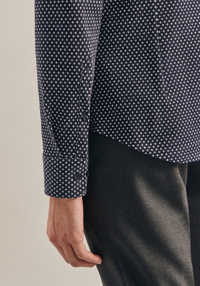 Shaped Jerseyhemd Druck in Dunkelblau | Seidensticker Onlineshop