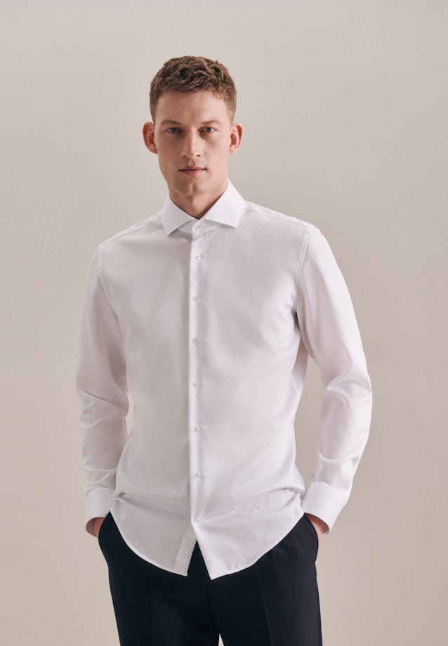 Chemise Business Shaped Twill (sergé) Col Kent in Blanc |  Seidensticker Onlineshop