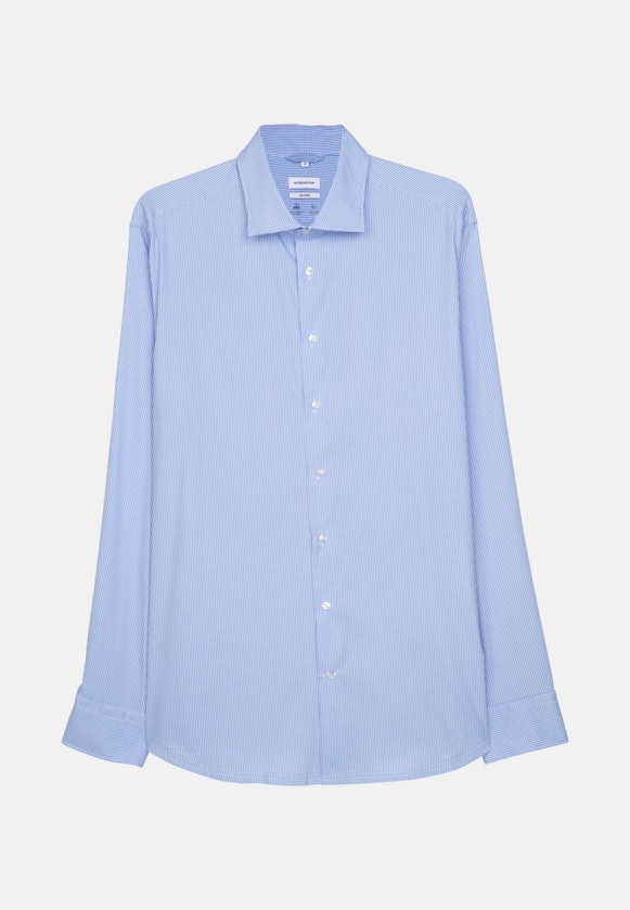 Shaped Chemise performance Carreaux in Bleu Clair |  Seidensticker Onlineshop