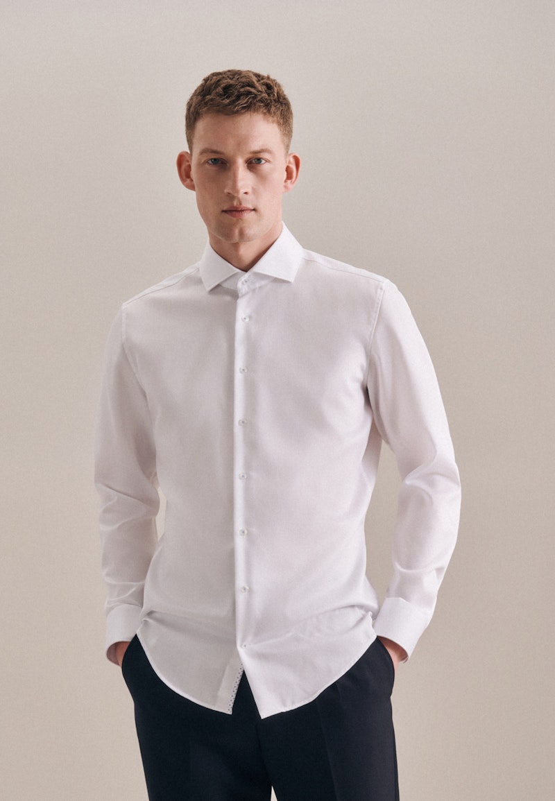 Non-iron Twill Business Shirt in X-Slim with Kent-Collar